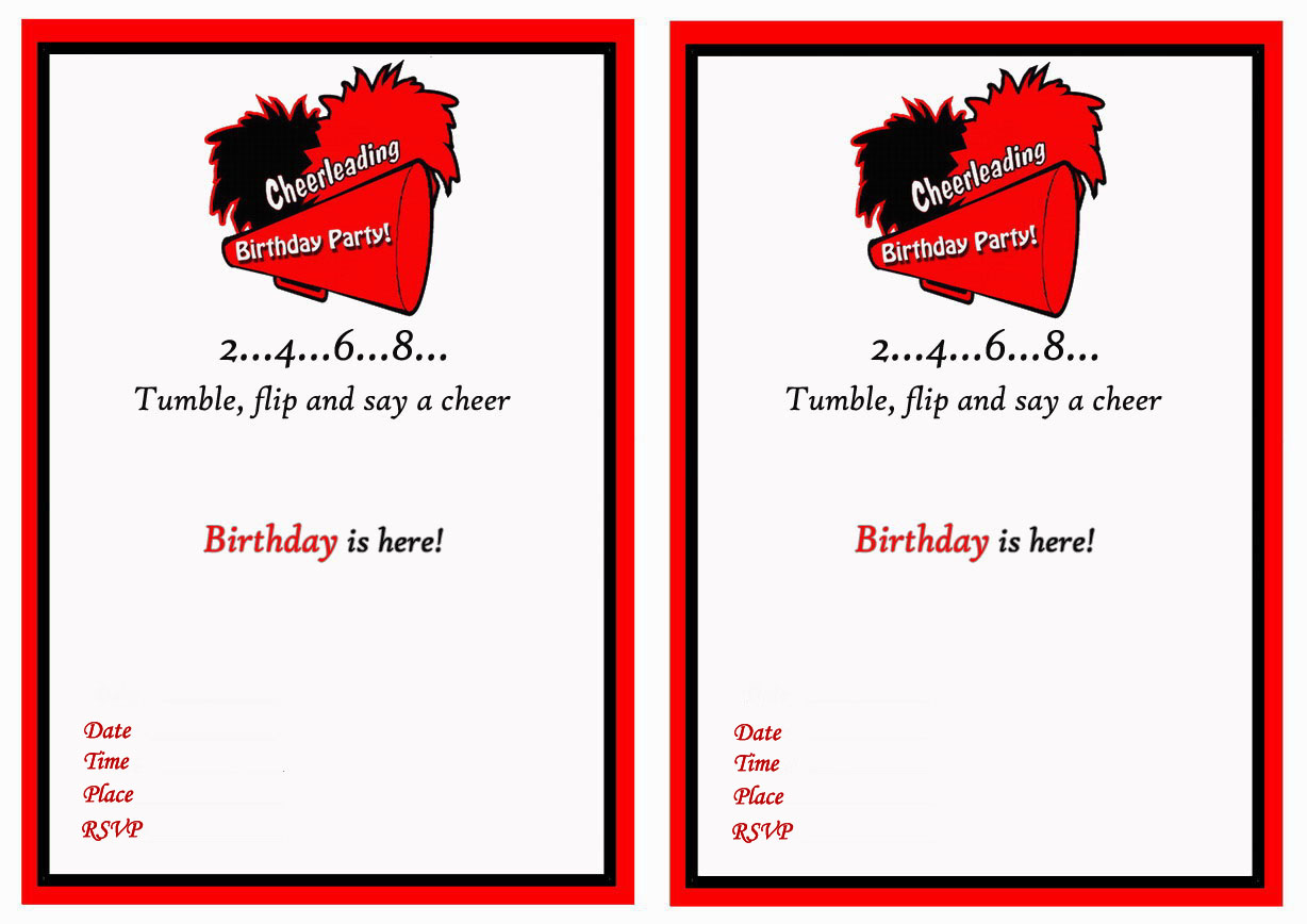 Cheerleading Birthday Invitations â Birthday Printable